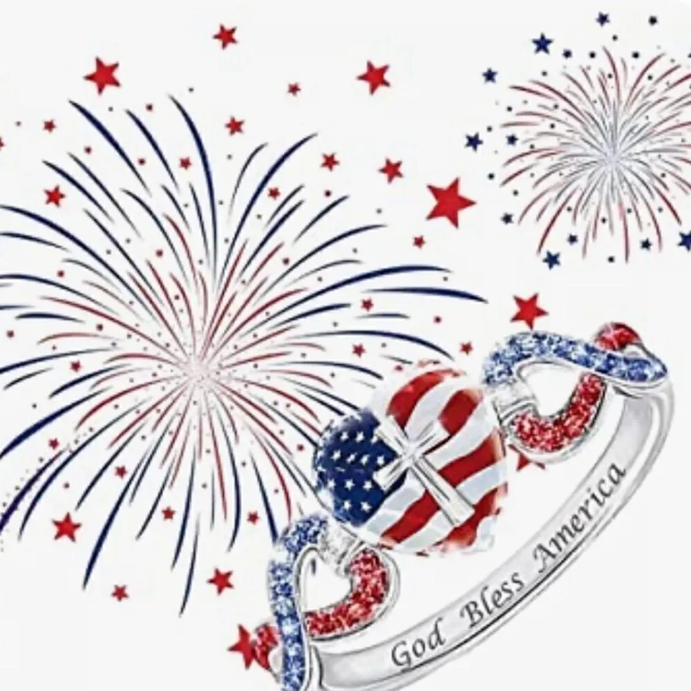 Flag Independence Day Cross Ring Fashion Ring Elegant